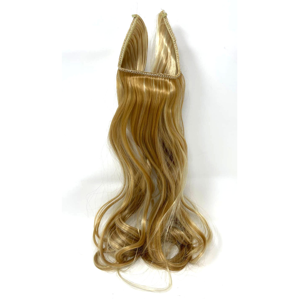 New Invisible Halo Hair Extensions Medium / Light Golden Blond Curly 20" - Picture 5 of 6